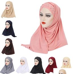 Beanie/Skull Caps New Diamond Hijab Turban One Piece Amira Instant Scarf Muslim Women Shawls Wrap Headscarf Islamic Scarves Dhgarden Dha0U