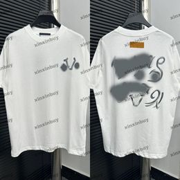xinxinbuy Men designer Tee t shirt 2024 Italy Hand drawn letter graffiti Printing short sleeve cotton women Grey black apricot white XS-2XL