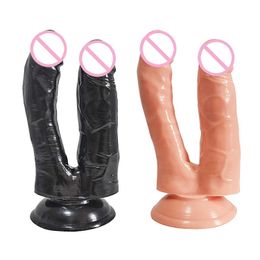 Nxy Dildos Dongs double Double Penetration Vagina and Anus Realistic Penis with Suction Cup Erotic Phallus Sex Toys for Women Masturbation 240330