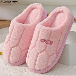 Slippers Dropship Winter Women Warm Shoes Home Plush Couples Non-slip Floor House Soft Indoor Slides