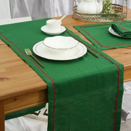 Table Mats Linen Dinner Napkins Washable Striped Border Cloth Runner Placemats For Dining Farmhouse Living Room Decor