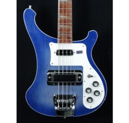 Rare 4003 Trans Blue Bass Two Outputs 4003 ric Transparent blue Electric Bass Guitar Neck Thru Body One PC Neck Body Chinese Bas1070131