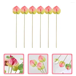 Decorative Flowers 6 Pcs Simulation Anthurium Andraeanum Artifical Branch Wedding Artificial Fake Decor Injection Moulding Living Room