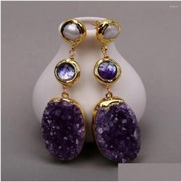 Dangle Chandelier Earrings Purple Murano Glass Fresheater Ctured White Pearl Stud Original Uruguay Amethyst Earring Drop Delivery Jewe Otybj