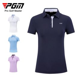 Shirts PGM Women Golf Short Sleeved T Shirt Summer Ladies Shirts Sports Slim Clothes Quick Drying Breathable Golf Tennis Clothing YF486