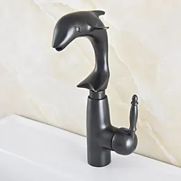 Bathroom Sink Faucets Basin Faucet Oil Rubbed Bronze Dolphin Shape Mixer Taps Deck Mounted Single Handle Nsf845