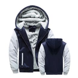 Winterjacke Männer warmer Mantel dickes Vlies Männlicher Reißverschluss Kapuzejacken lässig Kapuze Sportbekleidung Oberbekleidung lange Ärmel Sport Hoody