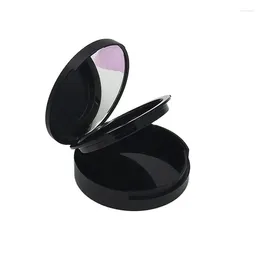 Storage Bottles Double Eye Shadow Empty Box Plastic Cosmetic Lipstick Blush Matte Black Powde Case 59mm Round Pelettes Compacts With Mirror