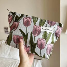 Storage Bags Fashion Embroidery Floral Cosmetic Bag Makeup Portable Travel Daily Toiletries Skincare Organiser Pouch