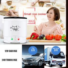 12V 24V Mini Rice Cooker Car Truck Soup Porridge Cooking Machine Food Steamer Heating Lunch Box Meal Heater Warmer 1L / 2L