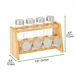 Kitchen Storage Bamboo And Wood Tabletop Seasoning Rack Wooden Spice