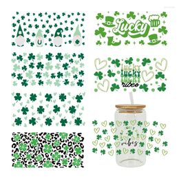 Window Stickers UV DTF Sticker Leaf Theme For The 16oz Libbey Glasses Wraps Cup Can DIY Waterproof Easy To Use Custom Decals D9289