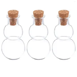 Vases 3pcs Glass Bottles Jars With Cork Gourd Shape Wishing Drifting Bottle For Wedding Party And Crafts DIY
