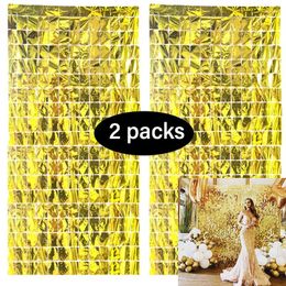 Party Decoration 2 Packs Background Glitter Curtain Foil Backdrop Bachelorette Wedding Supplies Birthday Wall Sequin Decor