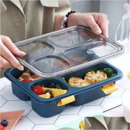 Dinnerware Sets Four Compartment Lunch Box Portable Microwave Safe School And Office Salad Boxes Container For Adt Kids Mhy019- Drop D Otebg