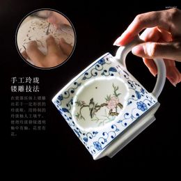 Teaware Sets Hand Painted Ceramic Inner Pot Strainer Tea Brewing Cup Pastel Chinese Style Water Separation Three-Piece With Lid