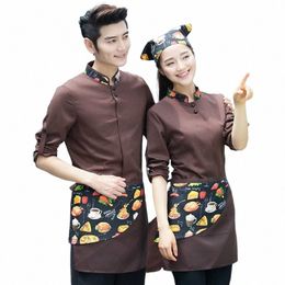hot Pot Restaurant Staff Uniforms Autumn Winter Kitchen Tooling Waiter Uniforms Chef Jacket Lg-Sleeved Bakery Hotel Work Wear h2Fb#