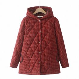 women Clothing Parka Plus Size Winter Middle-Aged Wadded Jacket Lg Sleeve Thick Hooded Warm Cott-Padded Coat I4nL#