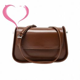 women's Bag Female Elegant Saddle Shoulder Underarm Bag New Fi Luxury Design Cowhide Split Leather Crossbody Menger Pack 63B8#
