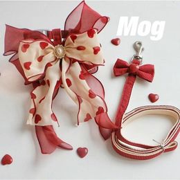 Dog Apparel Heart Vest Leash Pet Clothes Bow Tie Dogs Clothing Cat Print Cute Thin Spring Fashion Boy Girl Chihuahua Products 2024