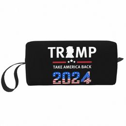 us America Back Makeup Bag Women Travel Cosmetic Organiser Kawaii Trump 2024 Storage Toiletry Bags X8pI#