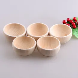 Bowls 4pcs Anti -fall Wooden Playthings Bowl Makeup Tool Unfinished Durable Face Mask Mixing DIY Sauce Dollhouse