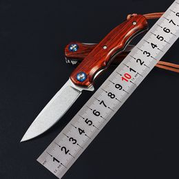 High Quality Folding Knife D2 Steel Stown Wash Blade RoseWood Handle Outdoor Camping EDC Pocket Knives Cutting Tools