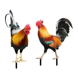 Garden Decorations 2PCS Chicken Sculpture Weatherproof Fence Acrylic For Patio Backyard Decoration