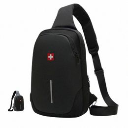 swiss New Men's Casual Chest Bag Sports Waterproof Shoulder Bag Anti-theft Crossbody Bag Fi Solid Color Usb Sling Pack l0mg#