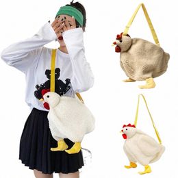 chickens Shape Bag Zipper Crossbody Purse for Women Soft Fleece Fi Handbags Cute Hen Shape Plush Bag Shoulder Bags 2023 New w8lU#