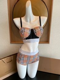 Bikini mit hoher Taille und Bügel, karierter Badeanzug, Badebekleidung am Meer, atmungsaktive und bequeme geteilte Designer-Damenbekleidung