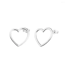 Stud Earrings In 925 Sterling Silver Earring Front-facing Heart For Women Original Jewelry Ear Brincos