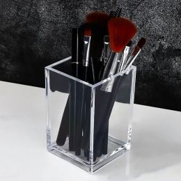 Make Up Organizer Plastic Makeup Brush Pot with Brushes, Cosmetic Storage Container, Acrylic Cosmetics Holder, Desk