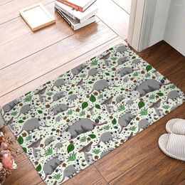Carpets Opossum Anti-Slip Doormat Bath Mat Green Grass Hallway Carpet Welcome Rug Bedroom Decorative