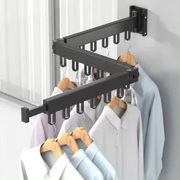 Hangers Aluminum Folding Clothes Drying Rack Foldable Wall-mounted Collapsible For Balcony Laundry Bathroom