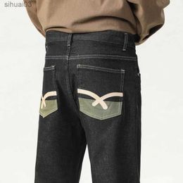 Men's Jeans 2024 New Japanese Printed Hougong Jeans Mens Loose Trendy Ins High Street Cone Youth Fashion PantsL2403