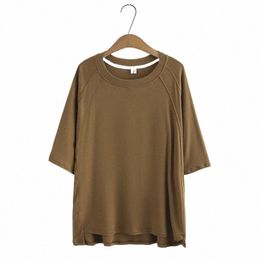 plus Size Women T-Shirt 2023 Summer Raglan Sleeve Ice Cool Tops Loose Tees Oversized Curve Clothes C21-3025 G8M1#