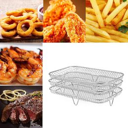 Double Boilers 3-Layer Steam Holder Stainless Steel Stackable Steak Grills Holders Easy To Clean With Silicone Foot Pad Air Fryer