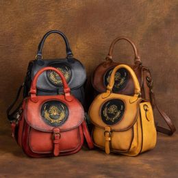 MOTAORA Retro Small Women Genuine Leather Backpacks Ladies Phone School Bags For Teenage Girls Vintage Female Buckle Knapsack