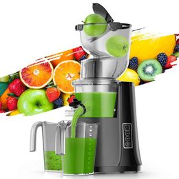 Cold Press Slow Crushing Juicer, 3.35-inch (approximately 8.4 Cm) Wide Double Feed Chute, Suitable for Entire Fruits and Vegetables, Juicer with Silent Motor,