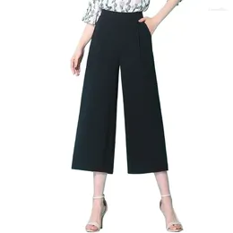 Women's Pants Summer Women Chiffon High Waist Pant Plus Size Trourses Black Office Lady Formal Pantalon Y2k Ropa Mujer