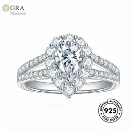 Cluster Rings Arrival Real Solid 925 Sterling Silver Jewelry Women GRA 1ct Moissanite Diamond Engagement For Ready To