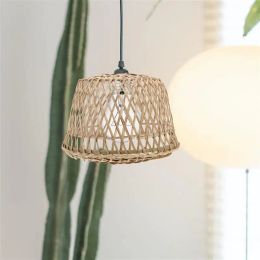 Lamp Shadelampshade Pendant Woven Cover Rattan Shades Wicker Chandelier Ceiling Floor Table Cage Hanging Bulbguardfixture