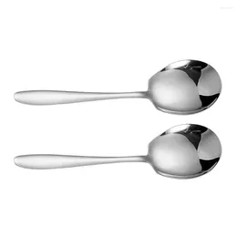 Spoons 2Pcs Stainless Steel Salad Serving Dishes Soup Spoon Kitchen Restaurant Utensil
