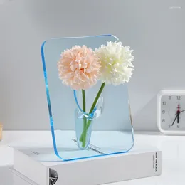 Vases Nordic Picture Frame Shaped Vase Transparent Acrylic Po Art Flower Plant Decor Modern Living Room Office Home Decoration