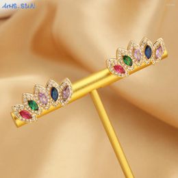 Stud Earrings MHS.SUN Colourful Shiny Zircon Gold Plated Hypoallergenic Crown For Women Girls Crystal Ear Party Wedding Jewellery