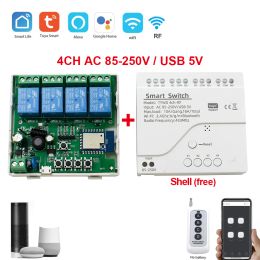 Tuya Smart Wifi Motor Switch Module 4CH DC 5V 12V 32V RF433 Receiver Remote Control Inching Relay for Alexa Google Home