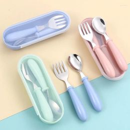 Dinnerware Sets 2024 Baby Gadgets Tableware Children Utensil Stainless Steel Spoon Fork With Box Feeding Cutlery Kitchen Supplies