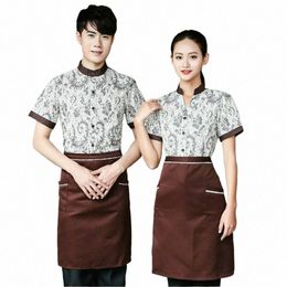 summer Women Hotel Work Overalls Short-Sleeve Western Restaurant Waiter Uniform Cafe Waitr Uniform Tea Cofee Shop Woker Wear 46U2#