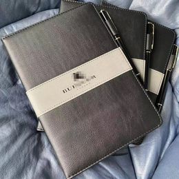 Brand Notepad Pen Set Luxury Business Notepads High End Black Leather Hard Copybook